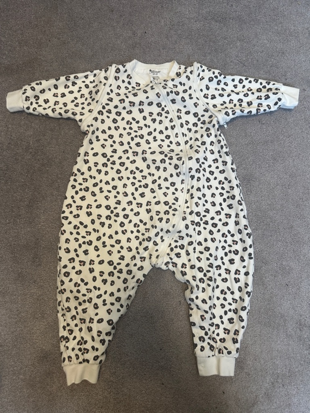 MINICOCO Organic Cotton Neutral Leopard Kids One-Piece Zip Sleep Sack 2T 3T